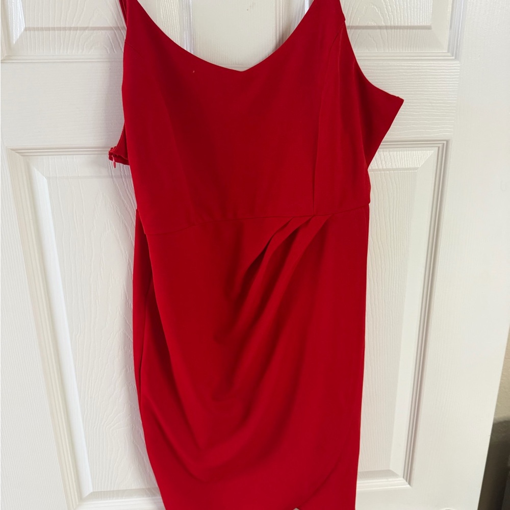 Red V-Neck Wrap-Front Mini Dress - Picture 4 of 4